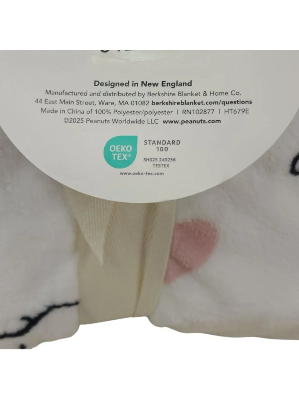 Peanuts Snoopy VelvetLoft Plush Blanket Full/Queen 90x90 By Berkshire PInk Heart